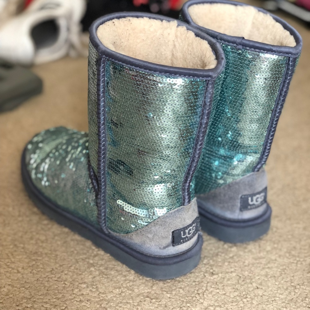 Blue Sequin Ugg Boots